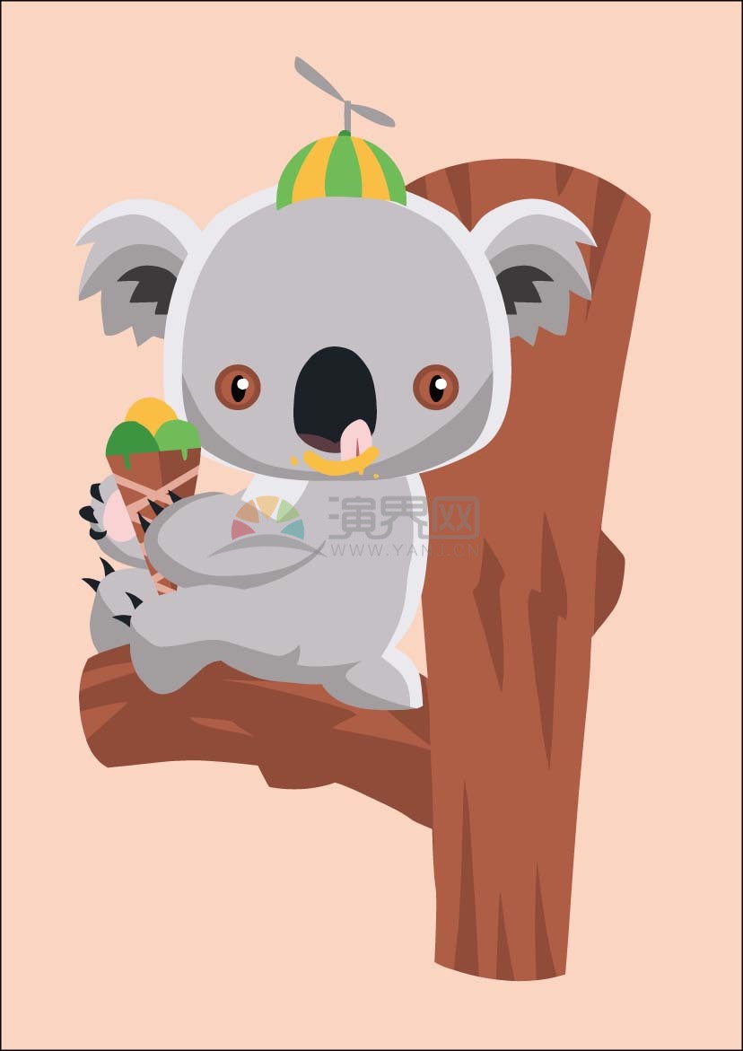 趣味活潑形象生動可愛小動物憨態(tài)可掬考拉吃冰激凌卡通圖