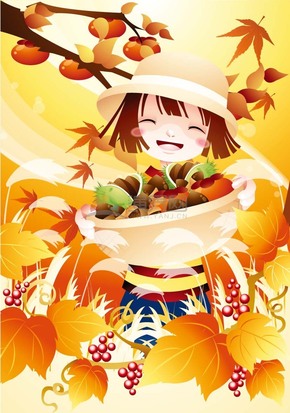  Interesting, lively, vivid, lovely friends, autumn harvest cartoon