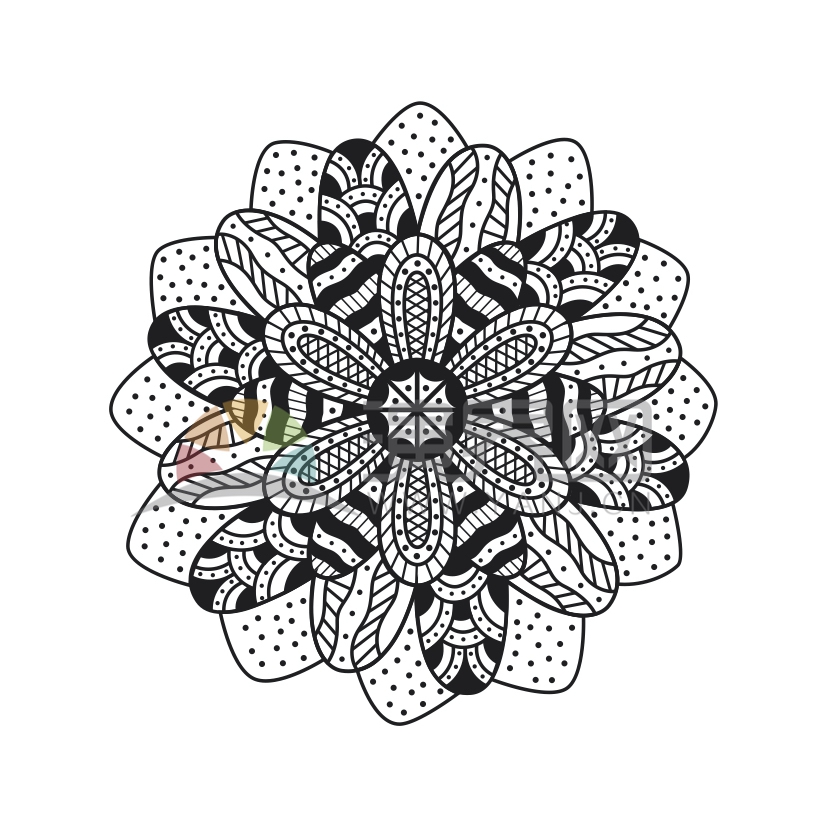 簡約設計線條流暢花紋紋身裝飾花卉圖案