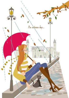  Funny, lively, vivid, lovely girl, dazed by the river cartoon