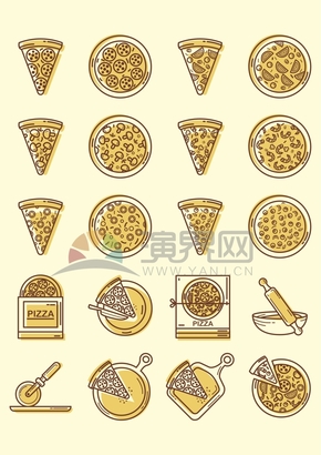 pizza擺放圖圖標(biāo)食物元素創(chuàng)意設(shè)計(jì)合集