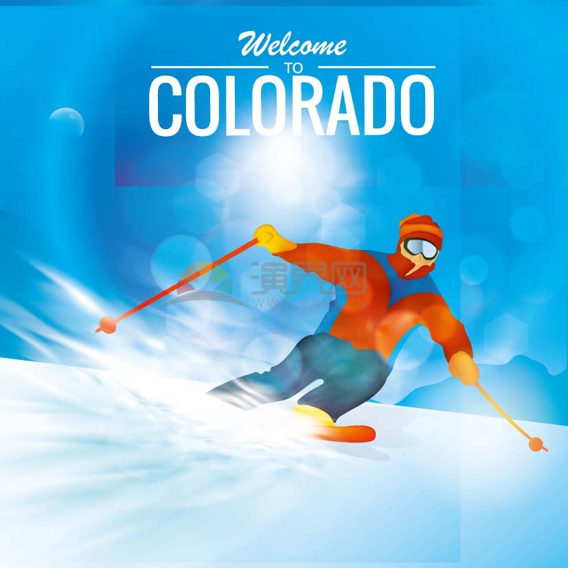 趣味活泼形象生动滑雪运动员卡通图