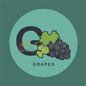 薄荷绿圆润的葡萄食物卡通元素创意设计