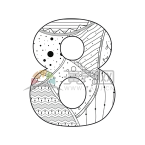 簡(jiǎn)約設(shè)計(jì)線(xiàn)條流暢實(shí)用花紋裝飾阿拉伯?dāng)?shù)字8形狀圖案