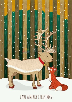  Interesting, lively, vivid and lovely cartoon of elk and fox at Christmas