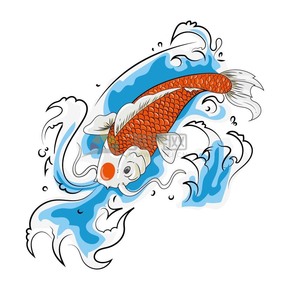 趣味活潑形象生動(dòng)可愛(ài)小動(dòng)物鯉魚卡通圖