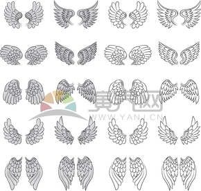  Simple design, smooth lines, tattoos, decorative wings, cartoon patterns collection