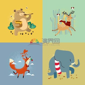  Cartoon Cute Fresh Bear Deer Care Elephant Animal Collection