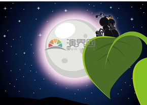 精美愛(ài)情螞蟻夜景插畫素材