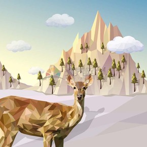  Interesting, lively, vivid, cute little animal, elk cartoon