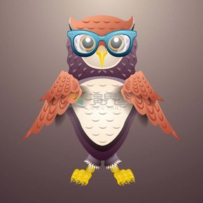  Funny, lively, vivid, cute little animals, colorful owl cartoon