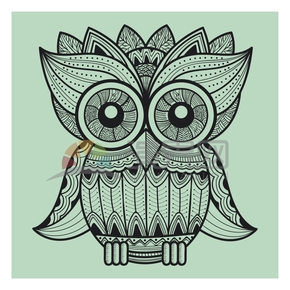  Simple design, smooth lines, tattoo decoration, owl cartoon pattern