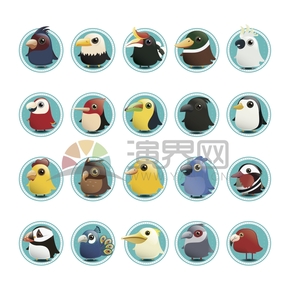  Creative Design Collection of 20 Kinds of Cartoon Birds and Animals Cartoon Elements