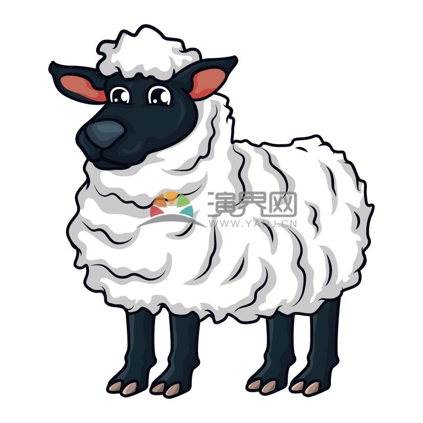 卡通可爱动物卷毛小羊素材