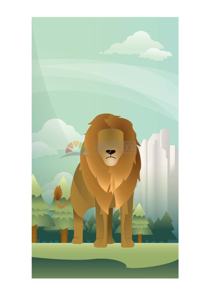 动物世界狮子卡通动物有趣创意设计