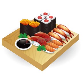  Interesting, lively, vivid, lovely and delicious sushi platter cartoon