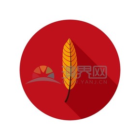  Orange leaf icon on red background