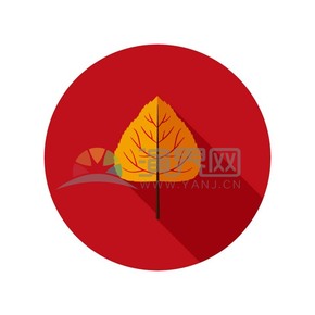 紅色背景橙色樹葉icon