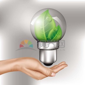  Holding a leaf light bulb to save energy and protect the environment Creative materials