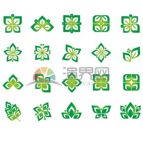  Collection of green leaf plant patterns