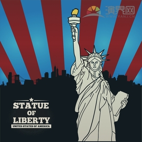 美国自由女神像建筑背景设计