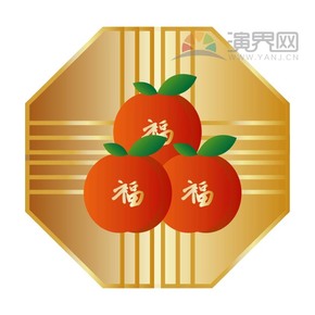 紅色喜慶春節(jié)過大年拜年祝福福字水果卡通圖