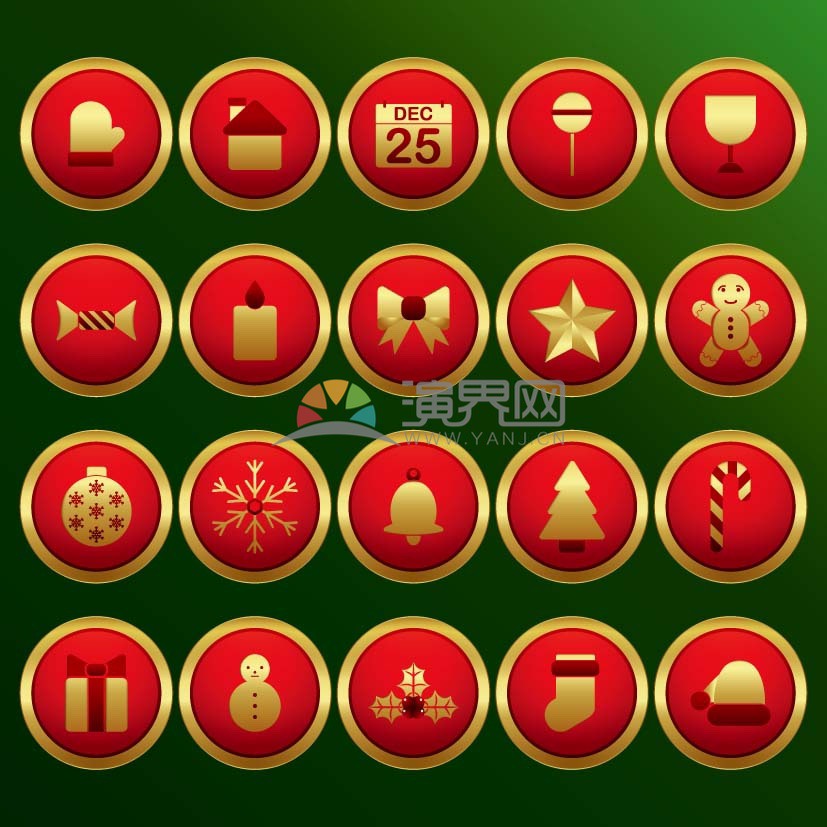 綠色漸變背景圣誕裝飾矢量素材