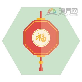 紅色福字燈籠喜慶春節(jié)過(guò)大年拜年祝福卡通圖