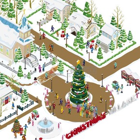  Creative 2.5D Christmas Community People Celebrate Fine Illustration Materials