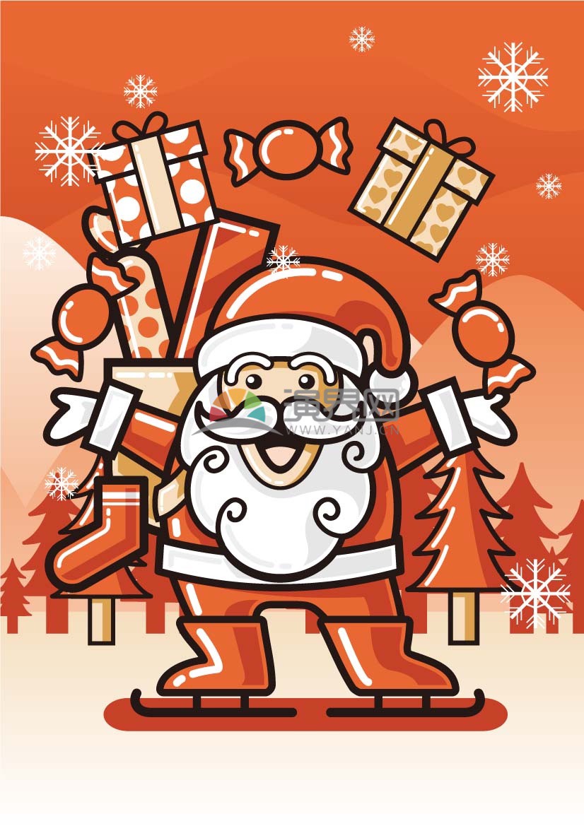  Vector material of Santa Claus giving gifts