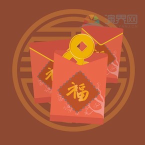 紅色喜慶春節(jié)過(guò)大年拜年祝福紅包卡通圖