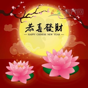 紅色喜慶春節(jié)過大年拜年祝福恭喜發(fā)財卡通圖