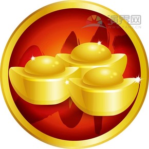 金元寶紅色喜慶春節(jié)過大年拜年祝福卡通圖