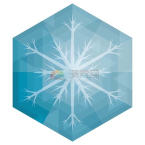 六邊形藍色鉆石鑲嵌雪花圖標(biāo)矢量素材