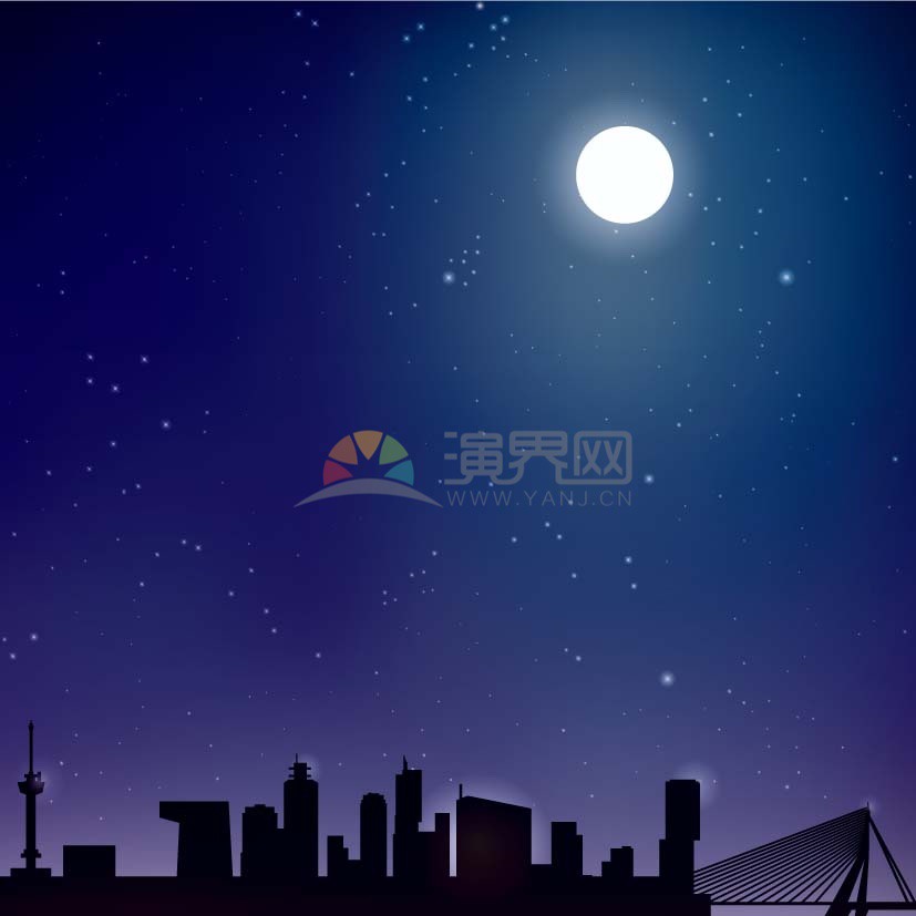 卡通中秋節(jié)夜景插畫