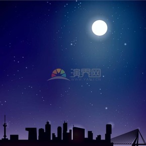 卡通中秋節(jié)夜景插畫(huà)