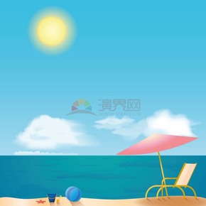 夏季海邊沙灘沙灘椅插圖