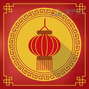 紅色燈籠喜慶春節(jié)過大年拜年祝福卡通圖