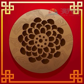 紅色蓮花喜慶春節(jié)過(guò)大年拜年祝福卡通圖