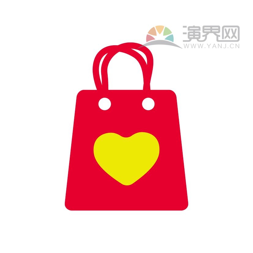 红色的爱心购物袋卡通创意设计