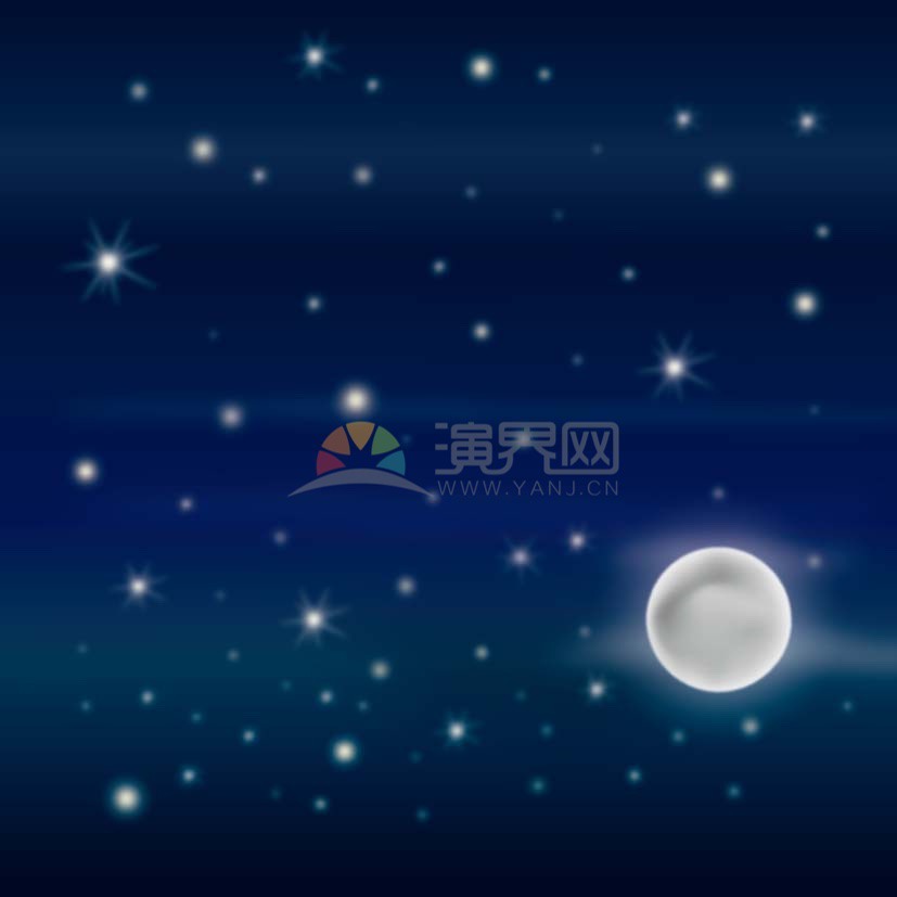 卡通中秋節(jié)朦朧夜空月亮插畫(huà)