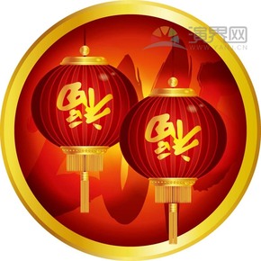 紅色福字燈籠喜慶春節(jié)過(guò)大年拜年祝福卡通圖