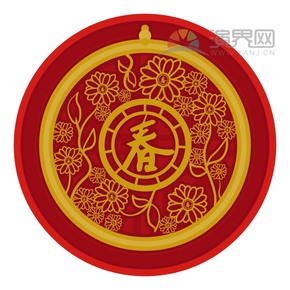 紅色圓盤喜慶春節(jié)過大年拜年祝福卡通圖