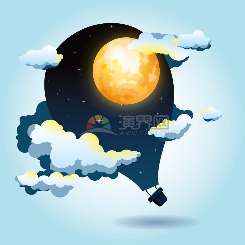  Cartoon Creativity Hot Balloon Moon Illustration Materials for Mid Autumn Festival