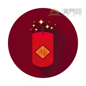 紅色福字炮竹鞭炮喜慶春節(jié)過(guò)大年拜年祝福卡通圖