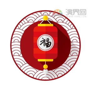 紅色喜慶春節(jié)過大年拜年祝福福字燈籠卡通圖