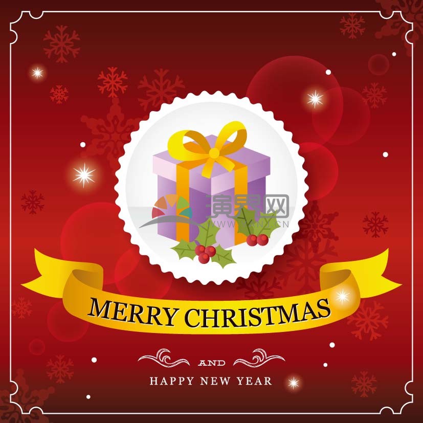  Christmas gift vector material with red background