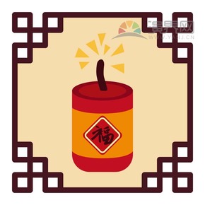 紅色鞭炮喜慶春節(jié)過(guò)大年拜年祝福卡通圖