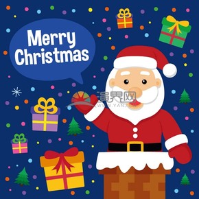  Christmas Elements Cute Santa Claus Image Greeting Card Background