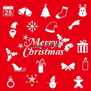 创意红色圣诞节圣诞元素卡片插图素材